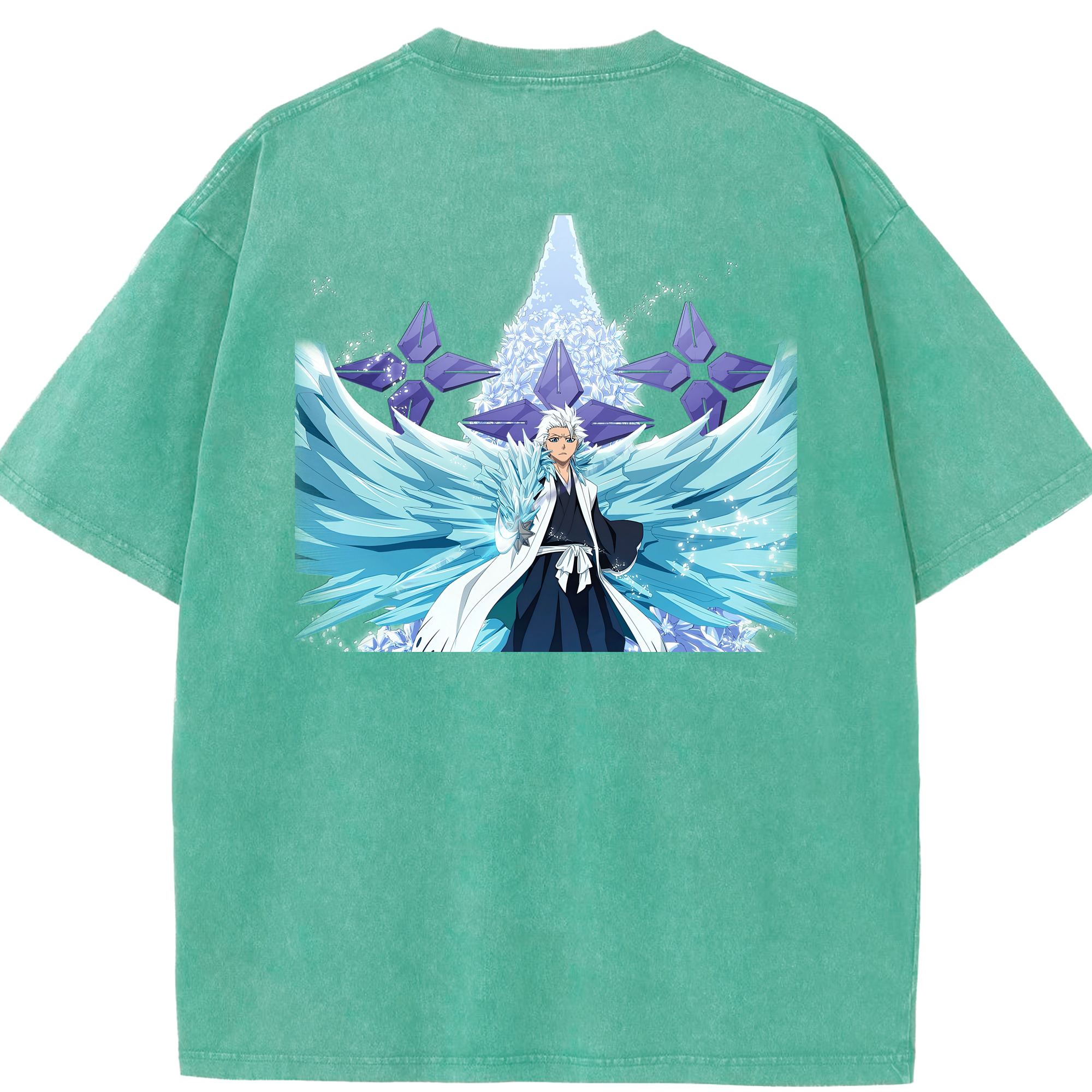 （画像用） ブリーチ 日番谷冬獅郎（ひつがや とうしろう） BLEACH Hitsugaya Toushirou 綿100% ヴィンテージ風 半袖Tシャツ（背面プリント）